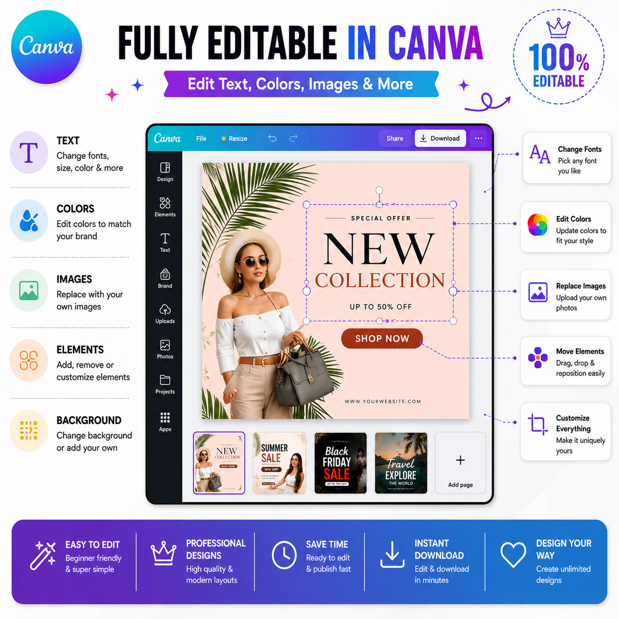 100+ Editable Canva Templates for Instagram & Marketing