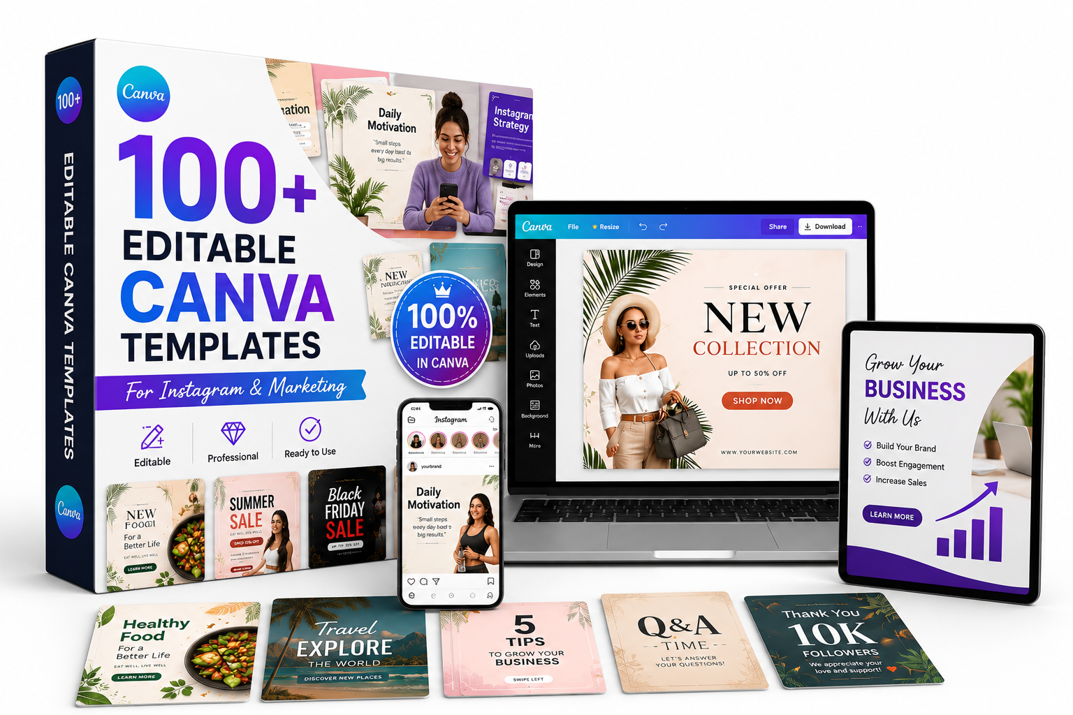 100+ Editable Canva Templates for Instagram & Marketing